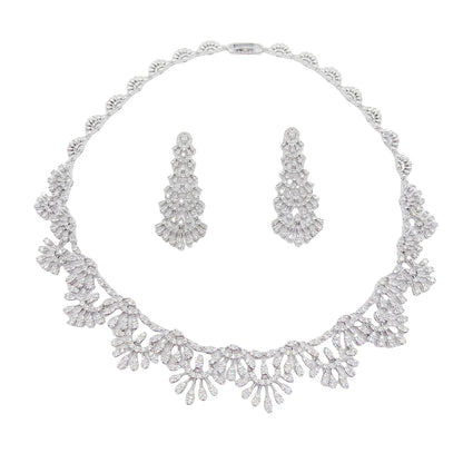 Romantic 2PCS Leaf Design Statement Jewelry Set For Women Wedding Party Full Zircon Dubai Bridal jewelry Set