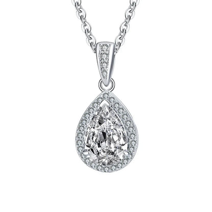 FIRERING Authentic 1-2ct Droplet Moissanite Pendant Necklace with Certificate Passed Diamond Test Women Jewelry Gift S925 Silve
