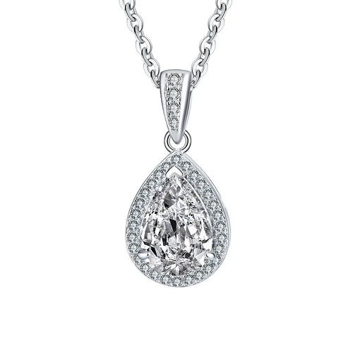 FIRERING Authentic 1-2ct Droplet Moissanite Pendant Necklace with Certificate Passed Diamond Test Women Jewelry Gift S925 Silve