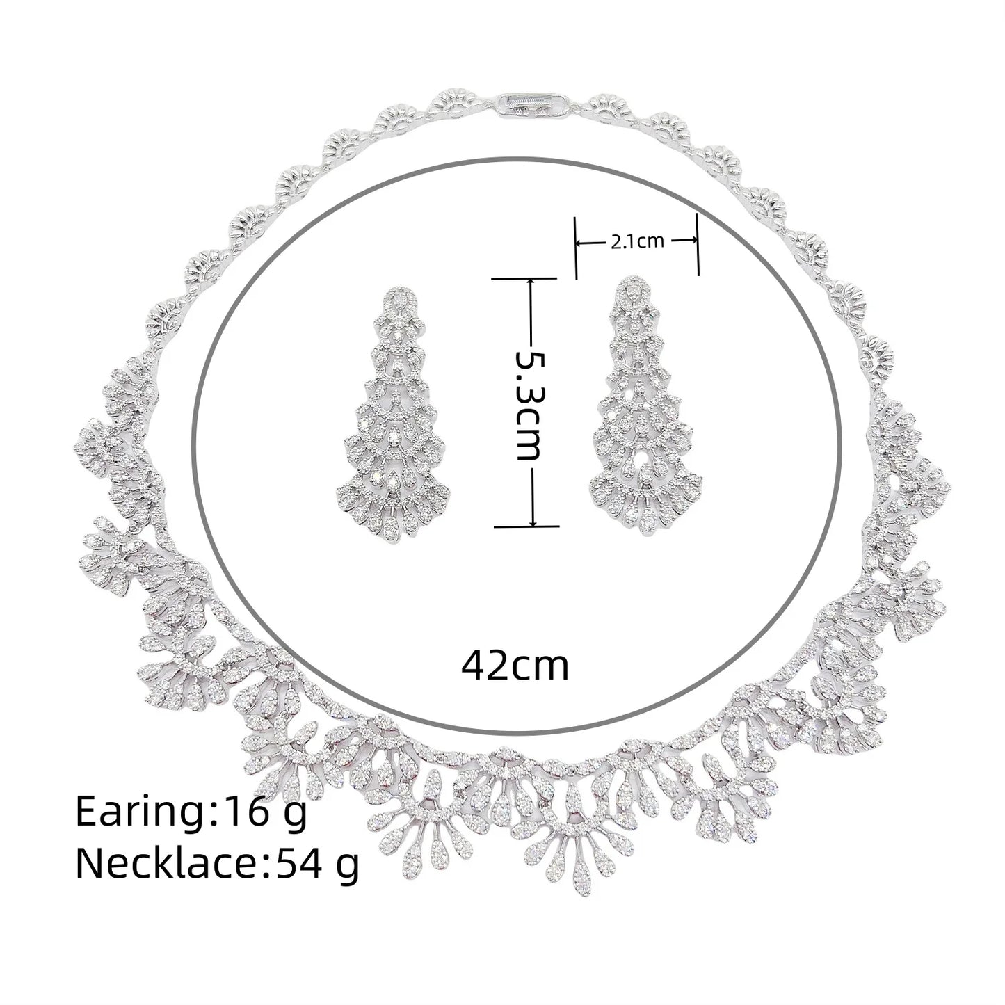 Romantic 2PCS Leaf Design Statement Jewelry Set For Women Wedding Party Full Zircon Dubai Bridal jewelry Set